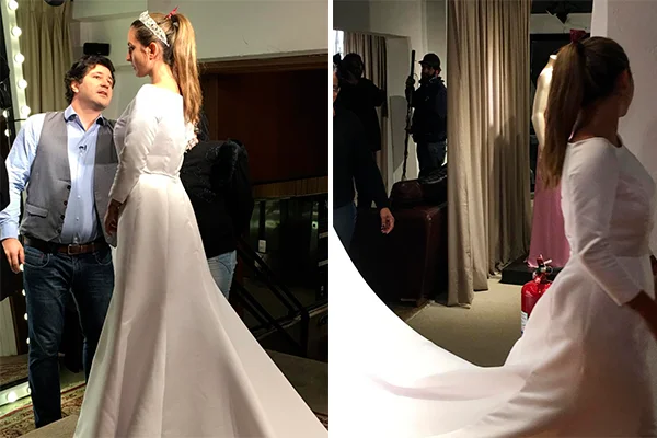 Vestido de noiva sendo feito em menos de 24 hs no atelier Arthur Caliman