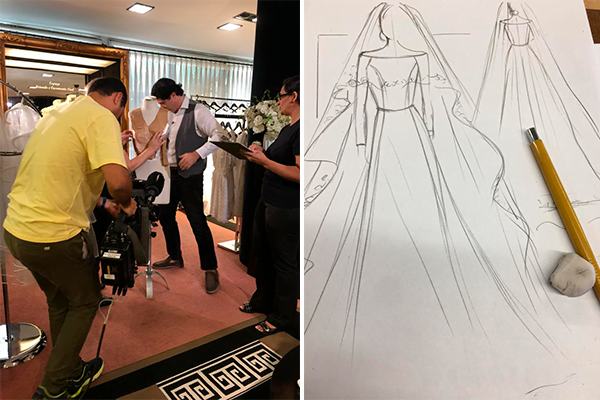 O programa Fantástico registrou o desafio da confecção de um vestido de noiva para o casamento real de Harry e Megan em menos de 24 hs no atelier Arthur Caliman  