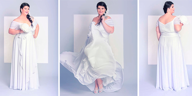Vestido de noiva plus size branco decote princesa