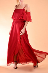 Vestido vermelho longo em seda por Arthur Caliman