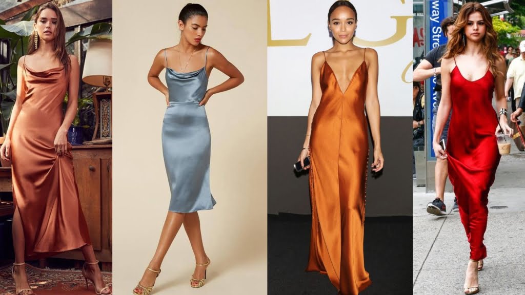 O modelo slip dress é inspirado em roupa de dormir e é tido como um vestido atemporal elegante e sexy.