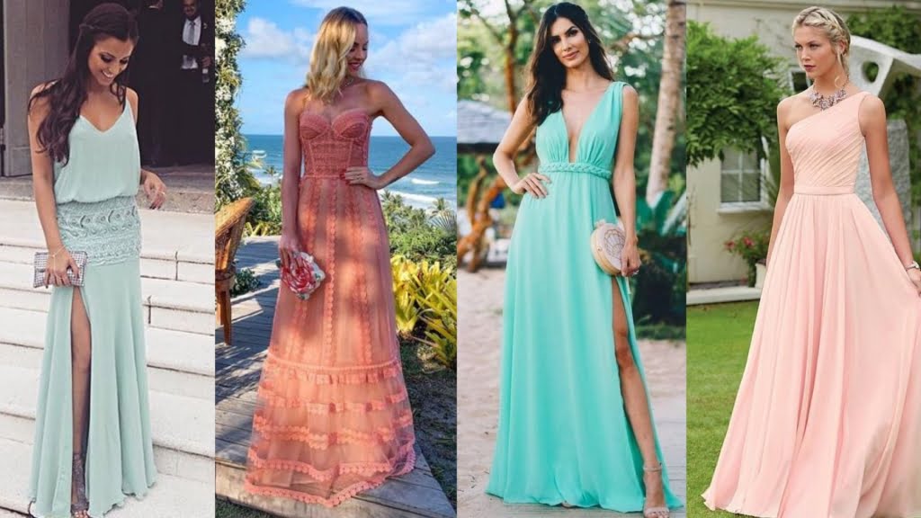 Modelos fluídos, leves e de cores suaves são perfeitos para o vestido de madrinha de dia.