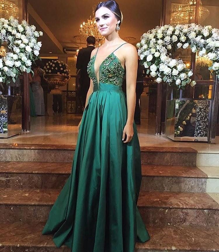 vestido longo de formatura verde