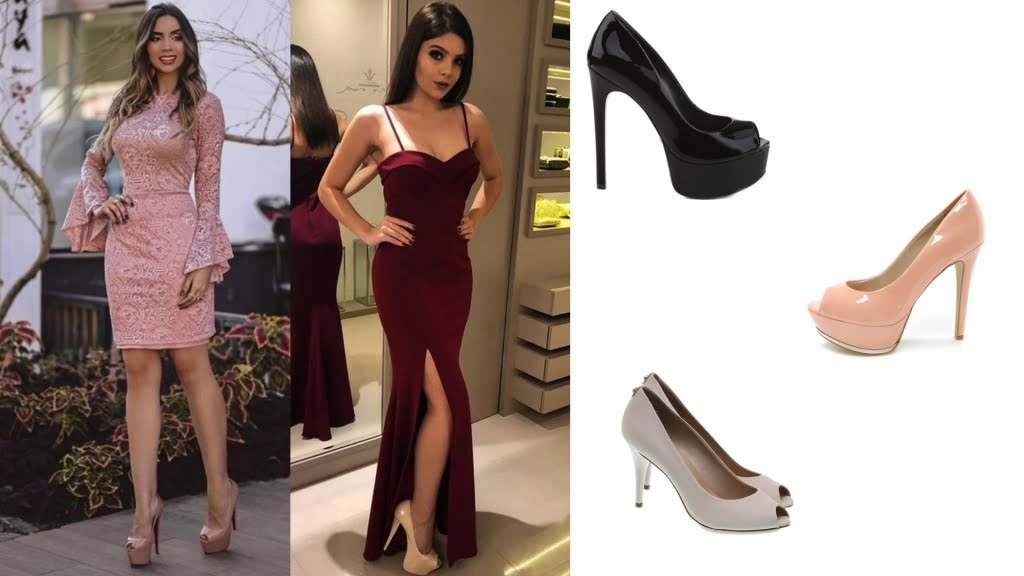 Semelhante ao scarpin, o peep toe também é uma opção bastante interessante para combinar com seu vestido de festa, seja ele curto ou longo.