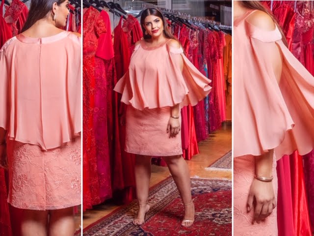 Vestido curto jovem plus size com babados