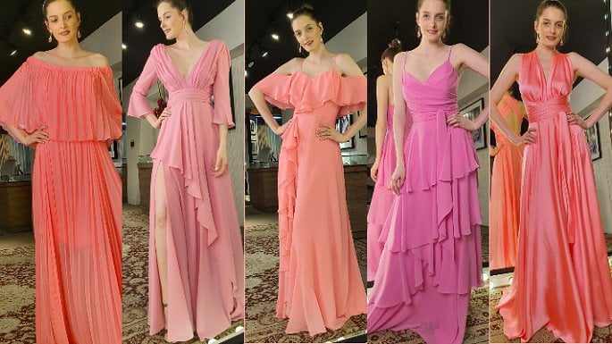 vestidos tons de rosa