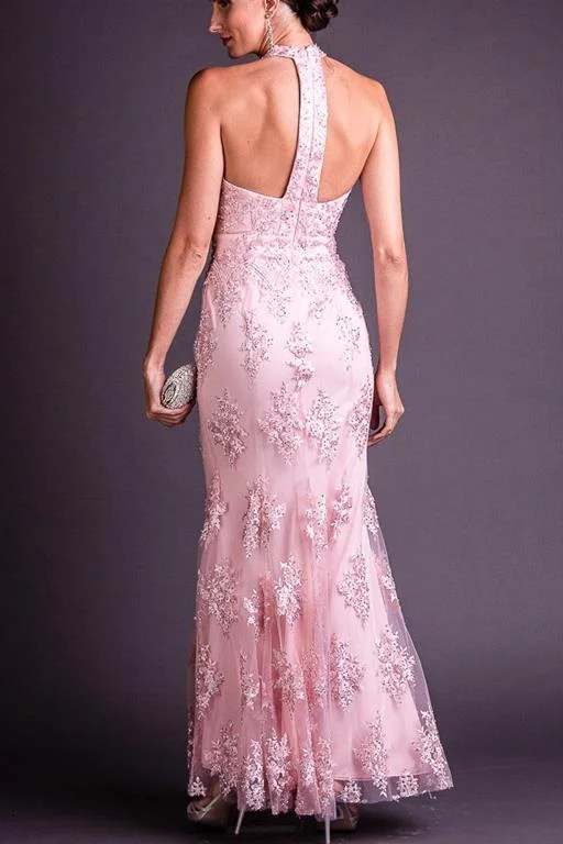 Vestido de Festa Longo Sereia Rosê Frente Única
