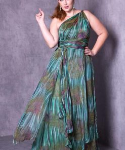 Vestido de Festa Plus Size Curvy Flues Green