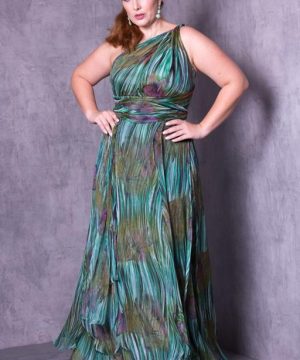 Vestido de Festa Plus Size Curvy Flues Green