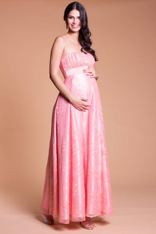 vestido rosa para madrinha gravida