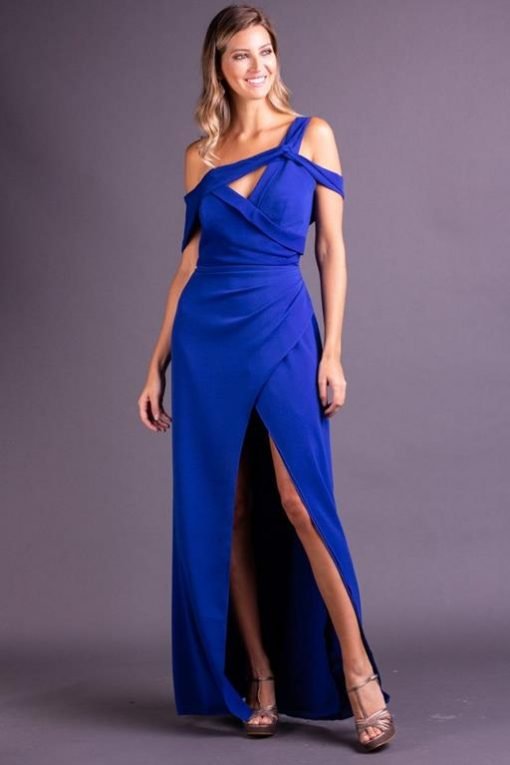 Vestido de Festa Longo azul royal com fenda Grammy
