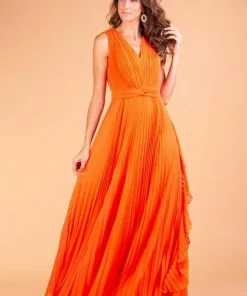 Vestido de Festa Longo Babado Lateral