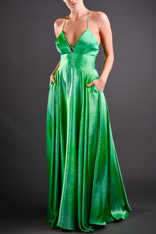 vestido de festa longo de cetim