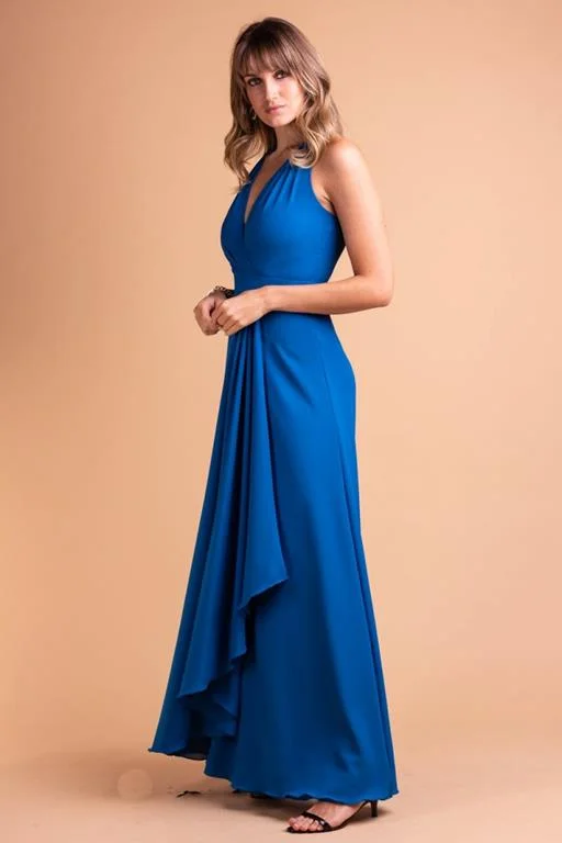 Vestido de Festa Longo com busto transpassado torcido