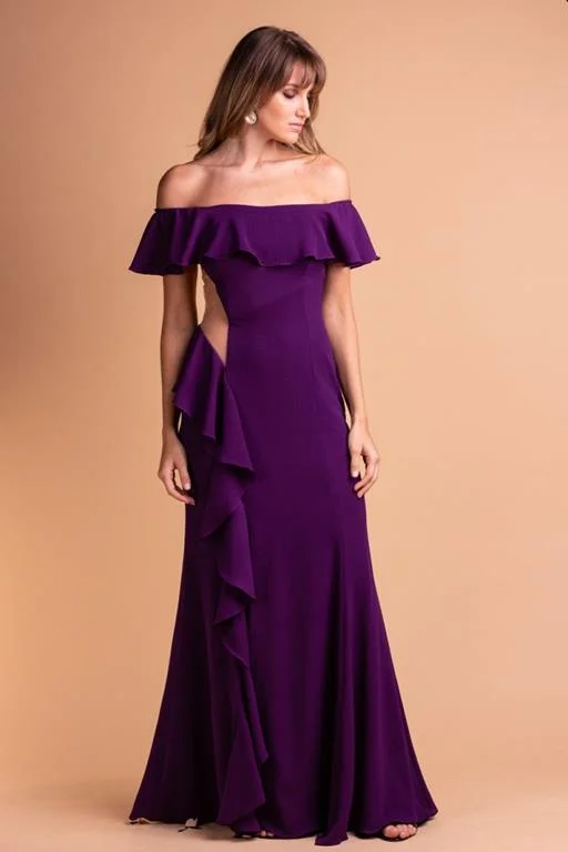 Vestido de Festa Longo com decote ombro a ombro Hendrix roxo