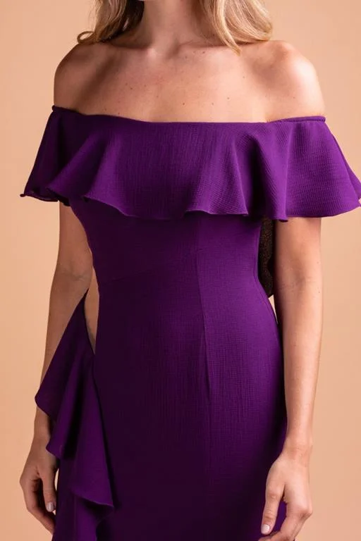 Vestido de Festa Longo com decote ombro a ombro Hendrix roxo