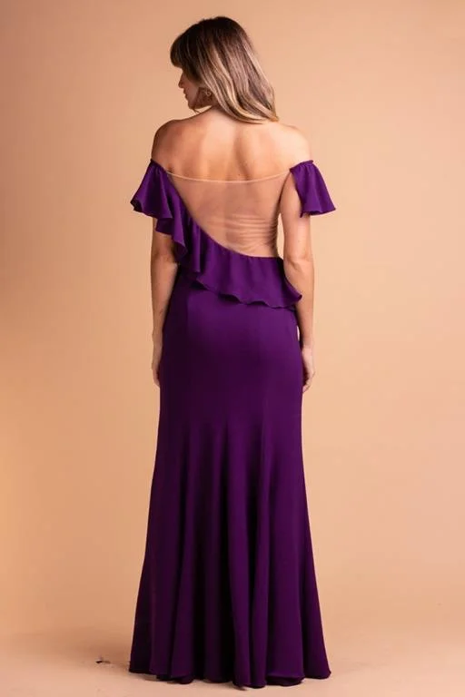 Vestido de Festa Longo com decote ombro a ombro Hendrix roxo