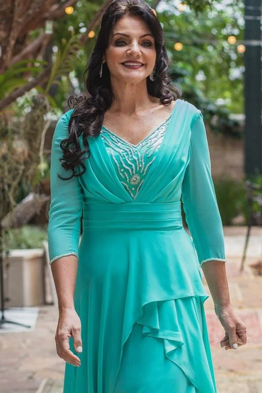 Vestido de Festa Longo com Mangas