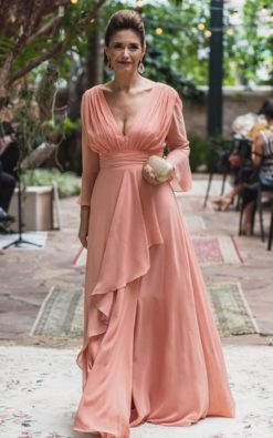 vestido de festa salmão curto