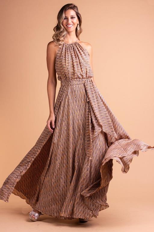 vestido de formatura estampado