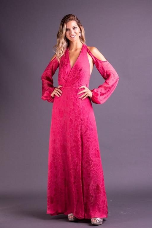 Vestido de Festa Longo Frente Única com Fenda