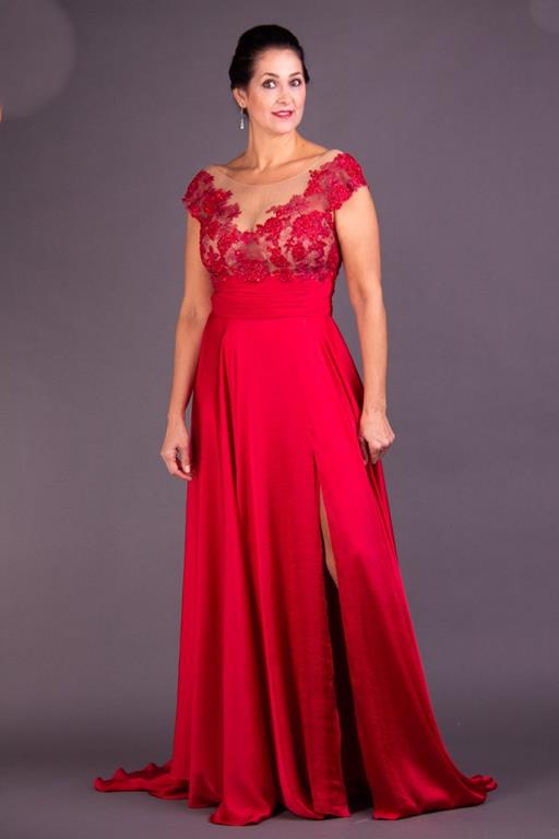 Vestido de Festa Longo Grená