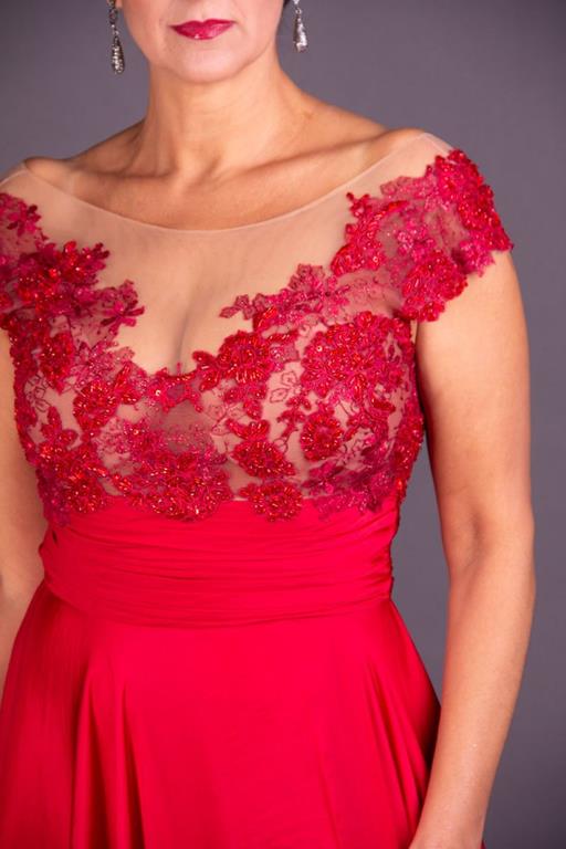 Vestido de Festa Longo Grená