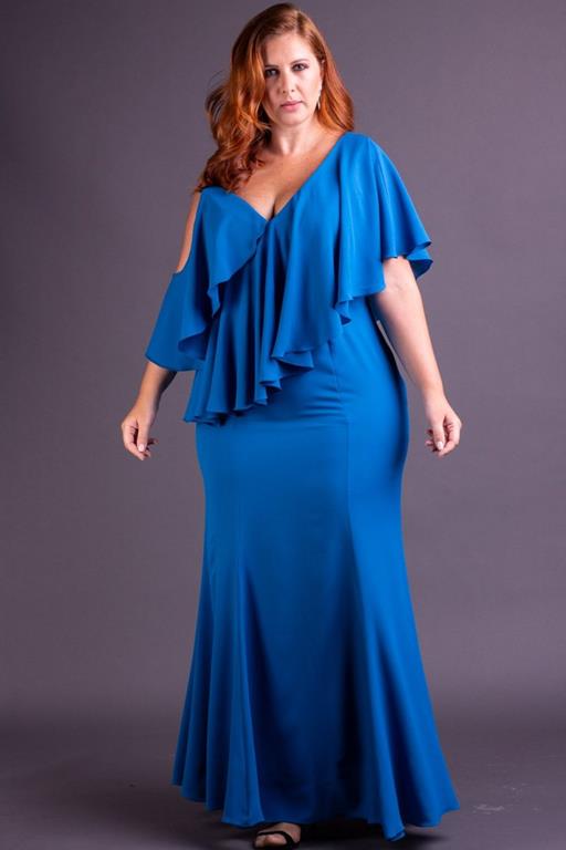 Vestido de Festa Longo Plus Size Decotado Sereia