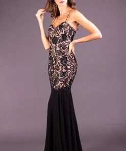 Vestido de Festa Longo Preto Bordado à Mão