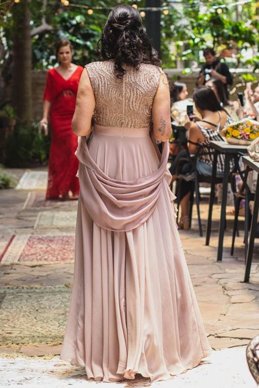 Vestido de Festa Longo Rodado Rosê