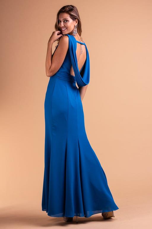 Vestido de Festa Longo Sereia Azul Danúbio