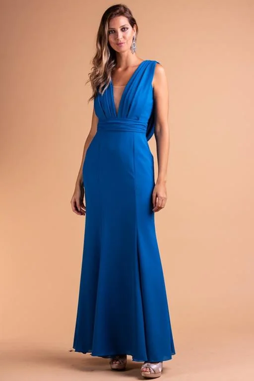 Vestido de Festa Longo Sereia Azul Danúbio