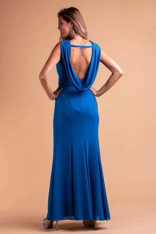 Vestido de Festa Longo Sereia Azul Danúbio