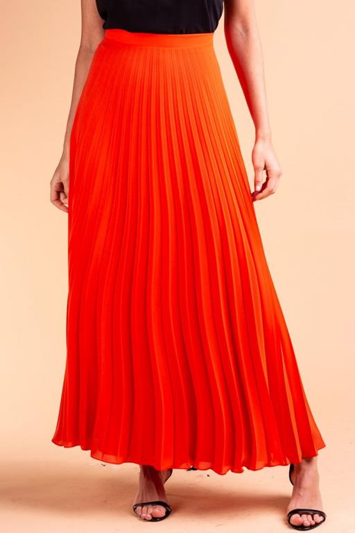saia plissada midi laranja