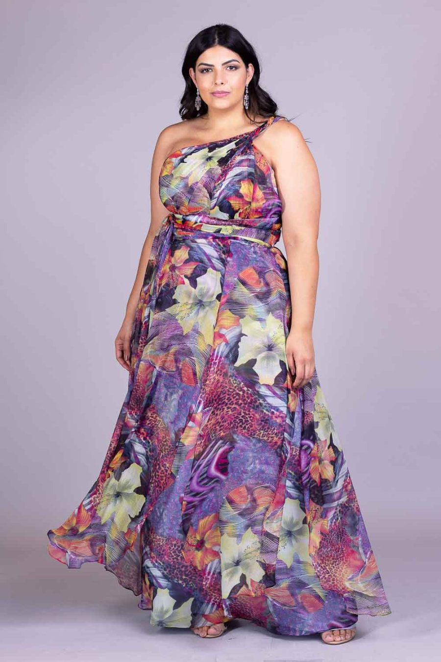 Vestido de festa plus size printart