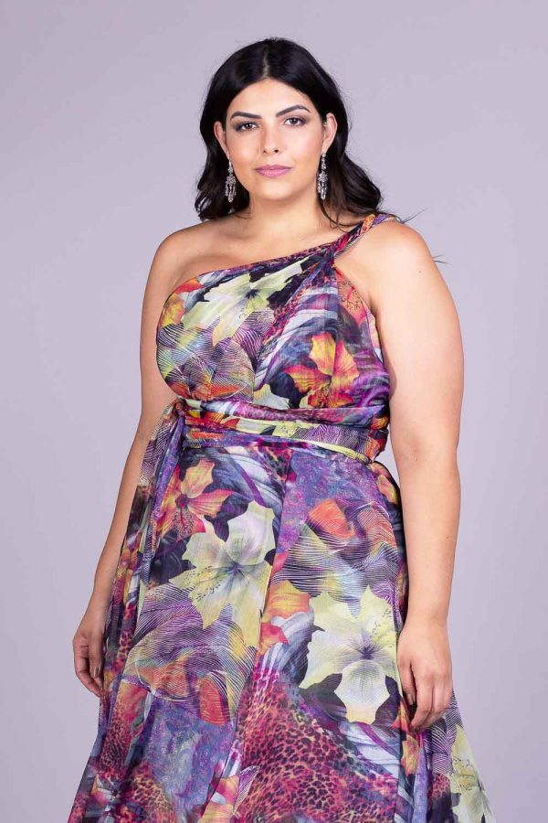 Vestido de festa plus size printart