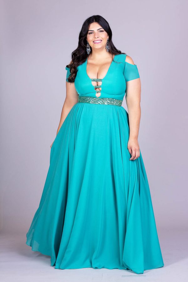 Vestido de festa plus size sky