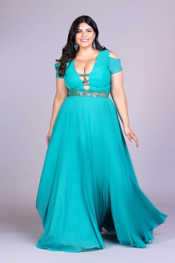 Vestido de festa plus size sky