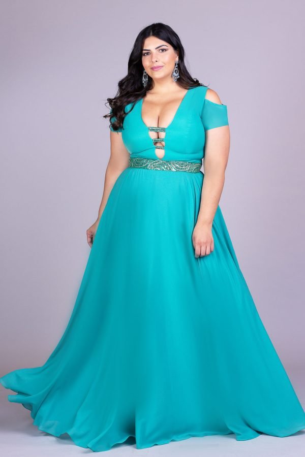 Vestido de festa plus size sky