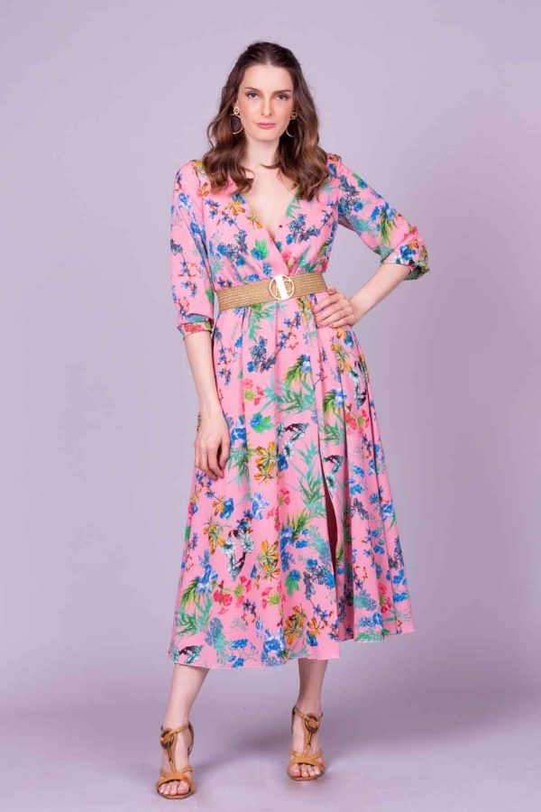 Vestido midi estampado aline