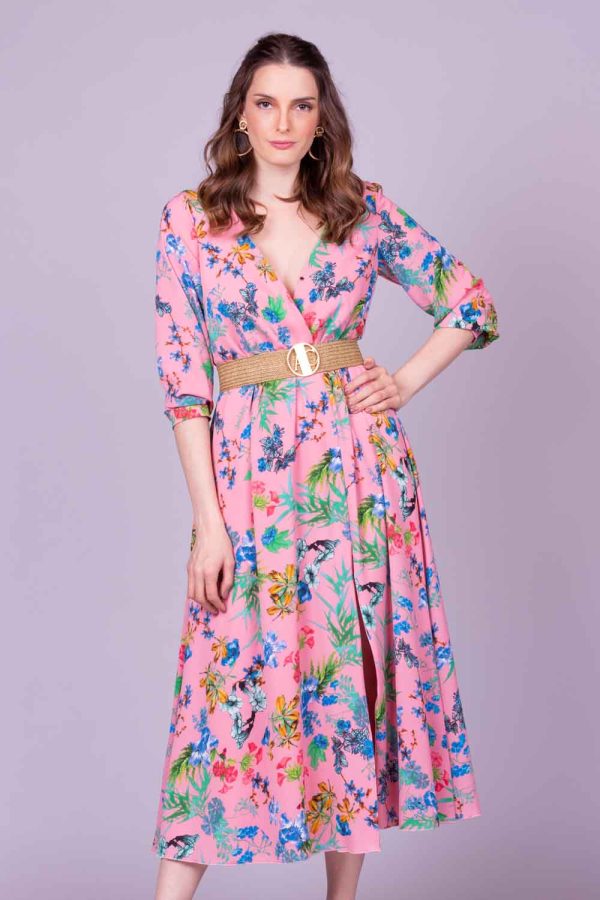 Vestido midi estampado aline