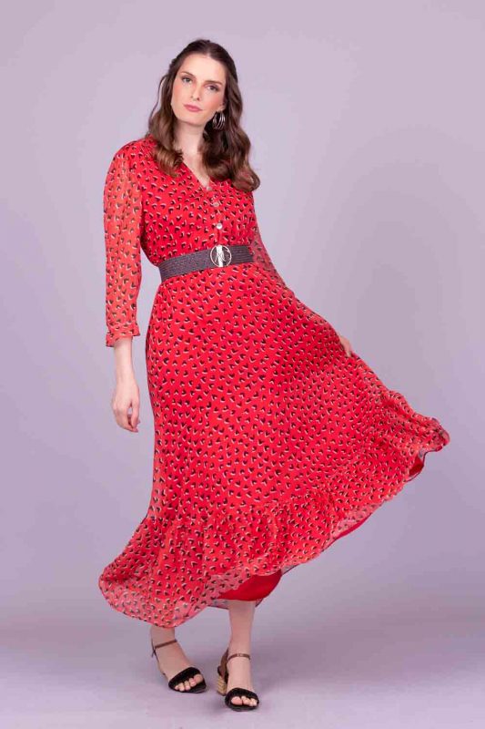 Vestido midi estampado de seda thassia