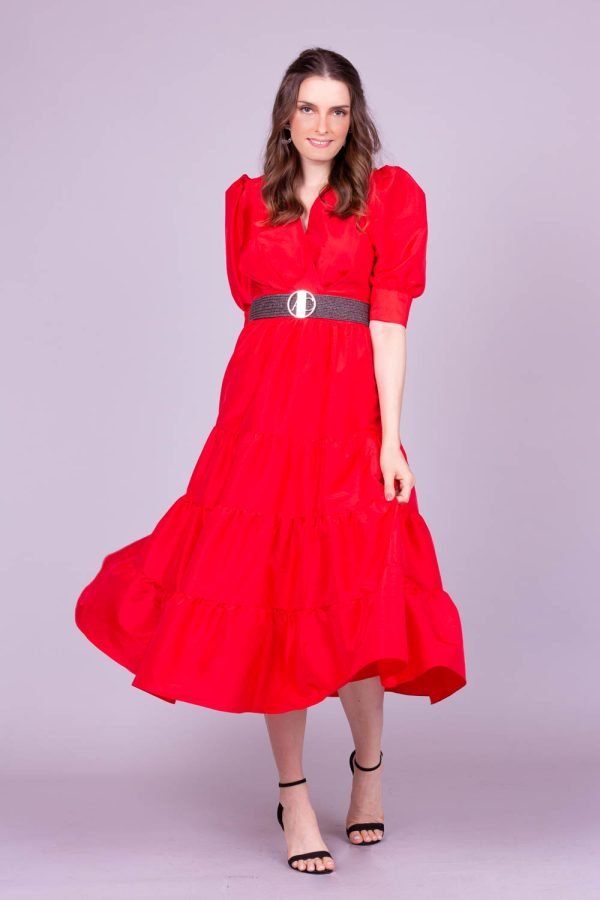 Vestido midi vermelho nathy