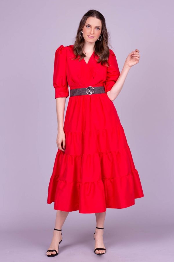 Vestido midi vermelho nathy