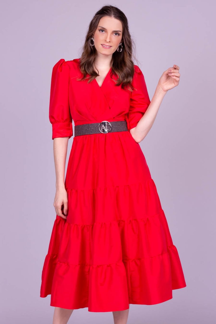 Vestido midi vermelho nathy