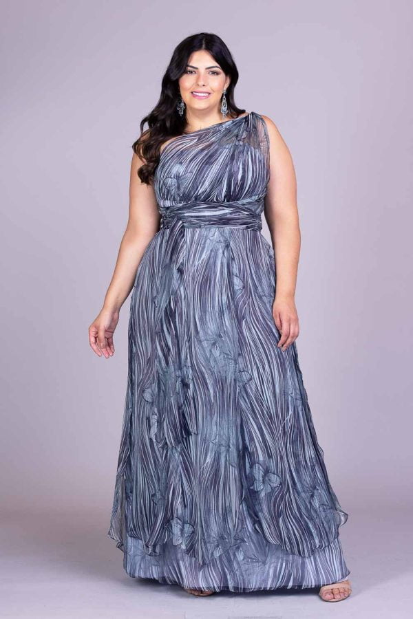 Vestido de festa plus size estampado briet