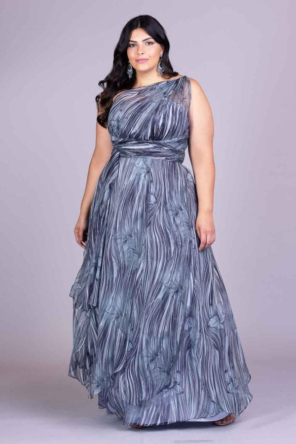 Vestido de festa plus size estampado briet