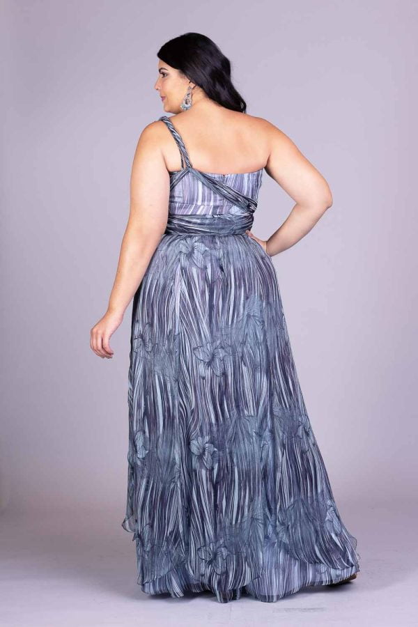 Vestido de festa plus size estampado briet