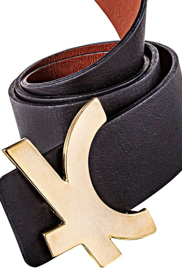 Cinto de couro preto caliman gold