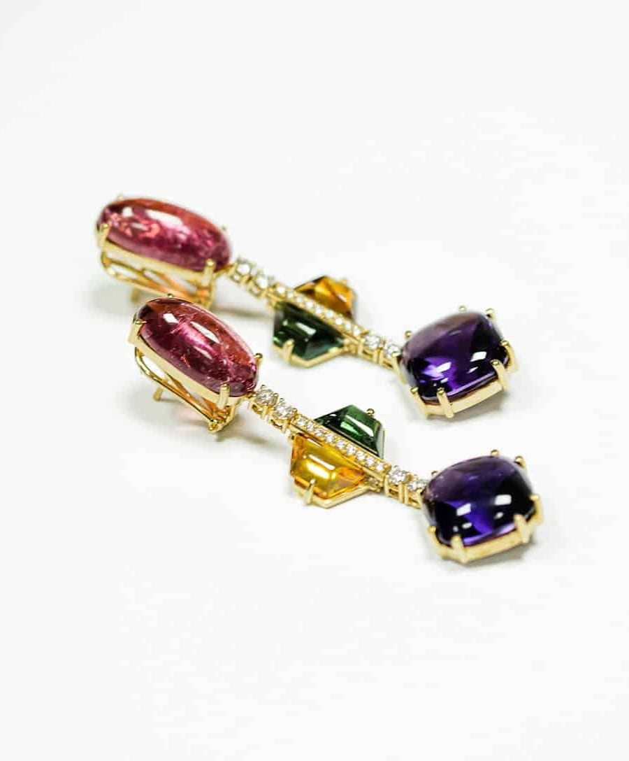 Goldplated Crystal Flower Leverback Earrings